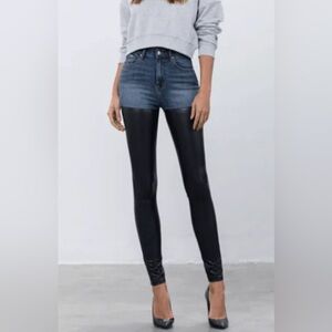 EUC Insane Gene Can’t Handle Me Faux Leather & Denim Pants Size 9